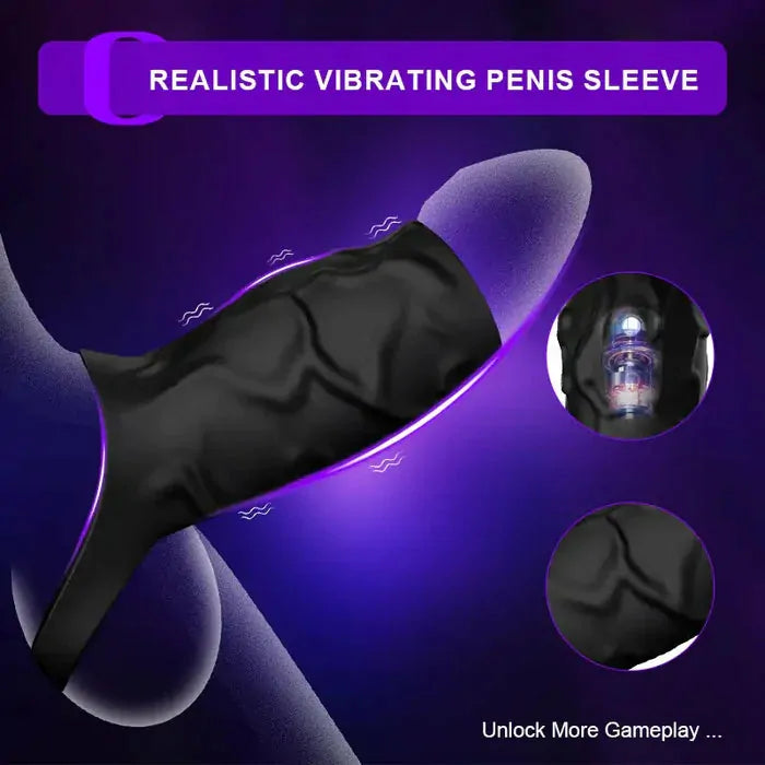 PR11: Vibrating Cock Ring Sleeve with 6 Rings & 10 Modes