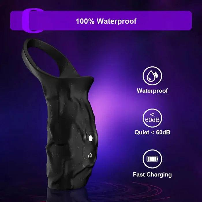 PR11: Vibrating Cock Ring Sleeve with 6 Rings & 10 Modes