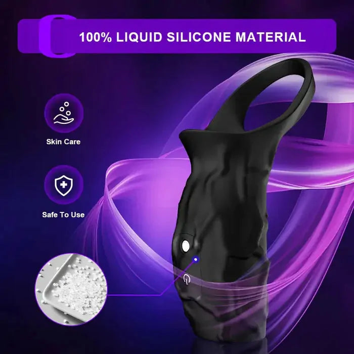 PR11: Vibrating Cock Ring Sleeve with 6 Rings & 10 Modes