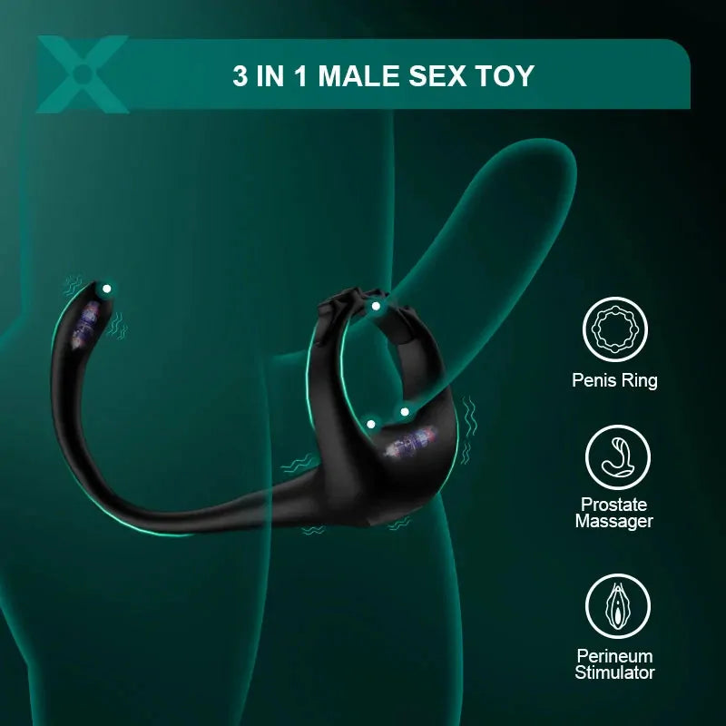 PR4: Adjustable Vibrating Cock Ring with Prostate Stimulator