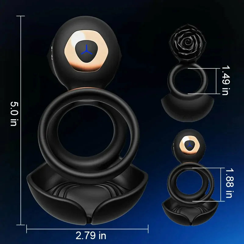 PR5: 3-in-1 Vibrating Cock Ring for Testicle, Perineum & Clitoral Contact
