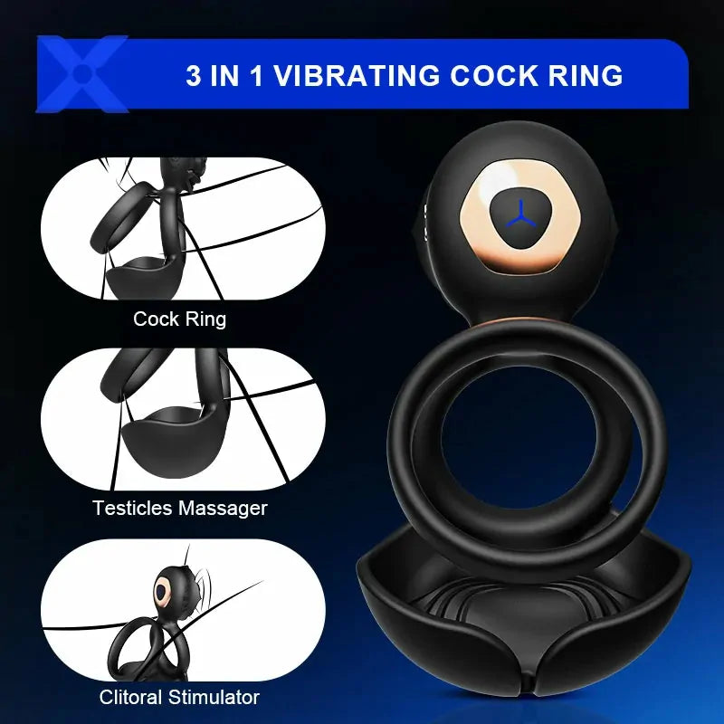 PR5: 3-in-1 Vibrating Cock Ring for Testicle, Perineum & Clitoral Contact
