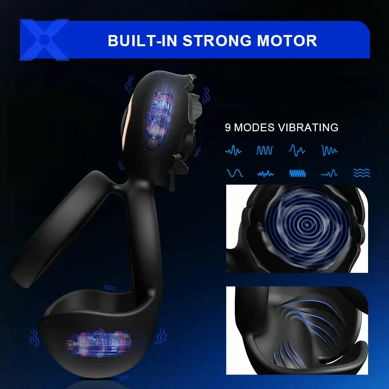 PR5: 3-in-1 Vibrating Cock Ring for Testicle, Perineum & Clitoral Contact