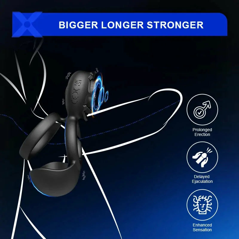 PR5: 3-in-1 Vibrating Cock Ring for Testicle, Perineum & Clitoral Contact