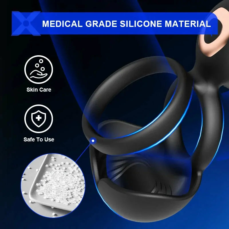 PR5: 3-in-1 Vibrating Cock Ring for Testicle, Perineum & Clitoral Contact