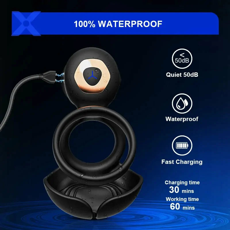 PR5: 3-in-1 Vibrating Cock Ring for Testicle, Perineum & Clitoral Contact