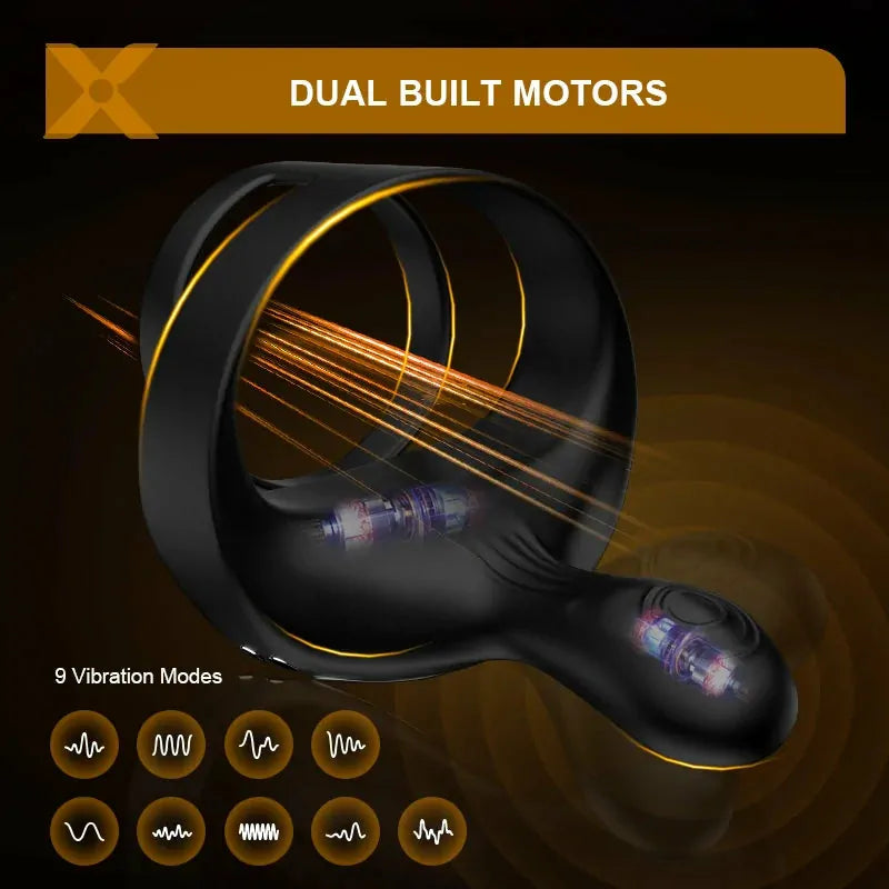 PR6: Dual-Motor Remote Cock Ring with Ball & Perineum Stimulation