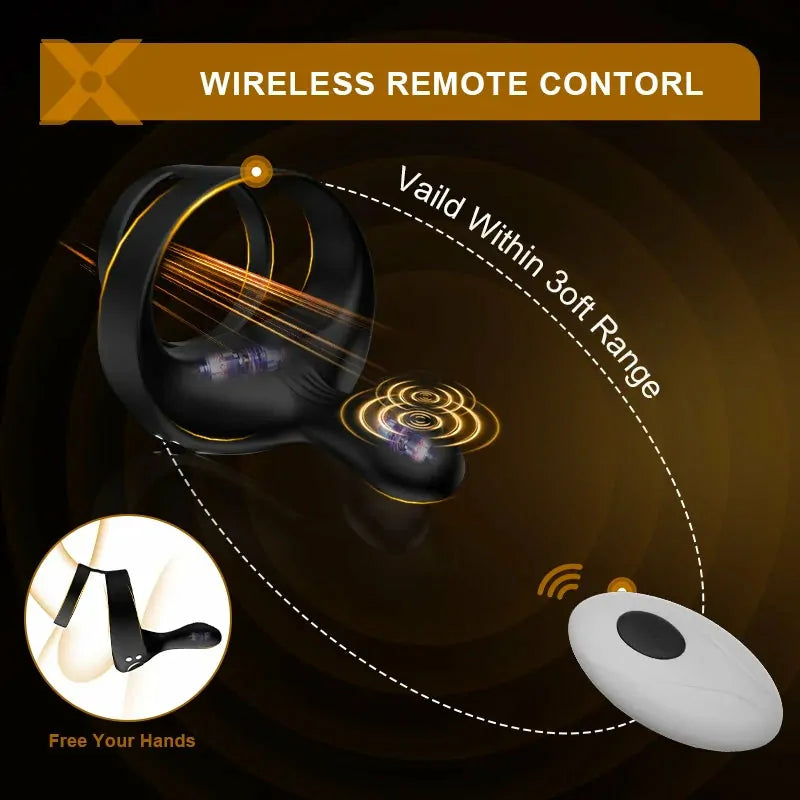 PR6: Dual-Motor Remote Cock Ring with Ball & Perineum Stimulation