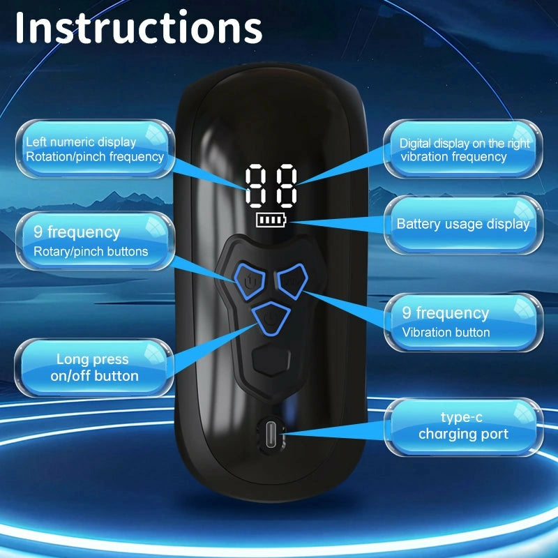 Destroyer: Male Glans Trainer with 9 Bite, Rotation & Vibration Modes