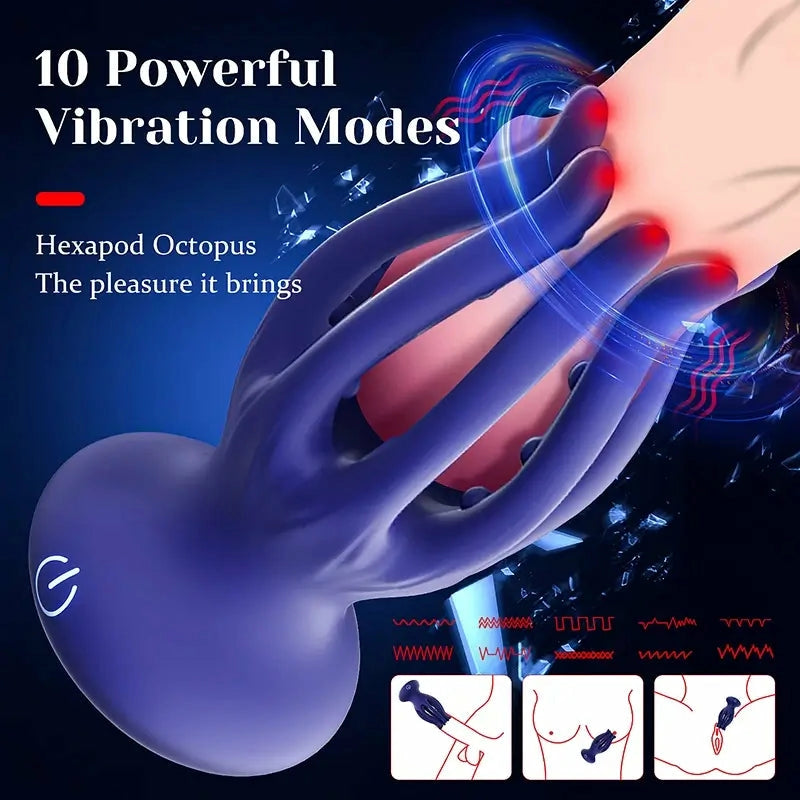 Blaze: 2-in-1 Octopus Glans Trainer with 10 Vibration Modes