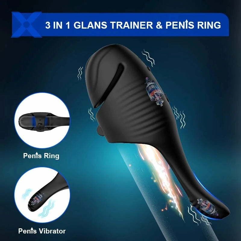PulseForge: Dual-Motor Glans Trainer with 10 Vibrations, App Control & Adjustable Strap