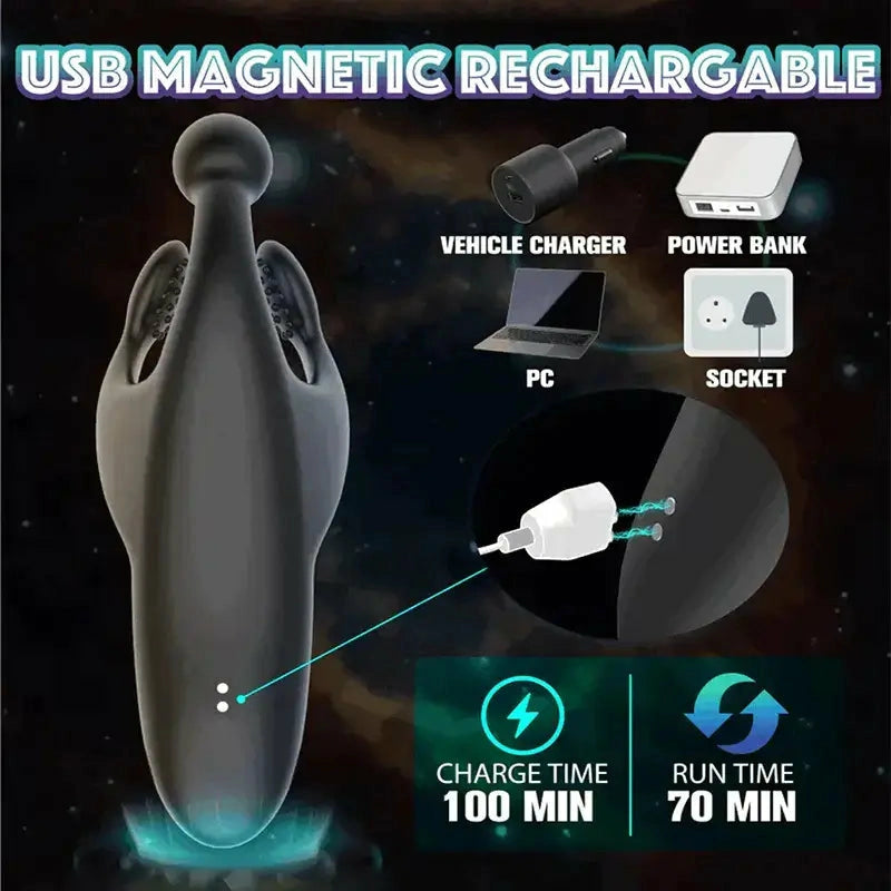 Vanguard: Portable Glans Stimulator with 20 Patting & Vibration Modes