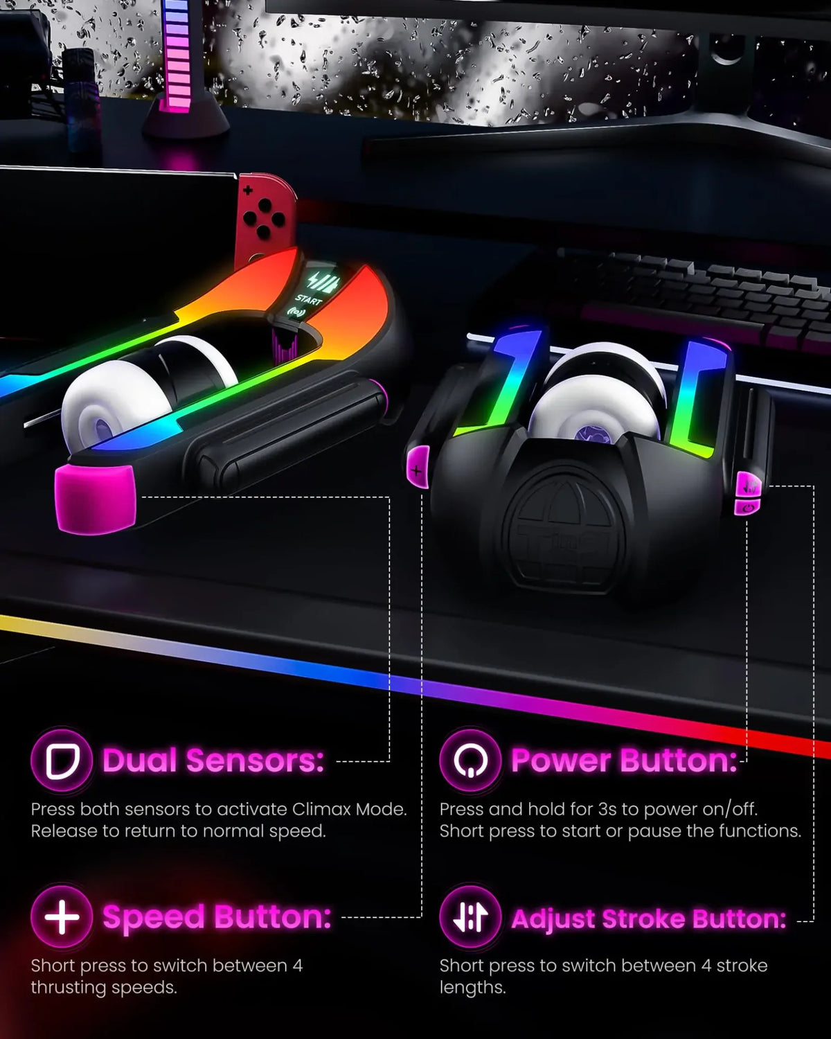Fantasy: App-Controlled Automatic Male Stroker with 2 Sleeves & Pressure-Activated Burst Mode