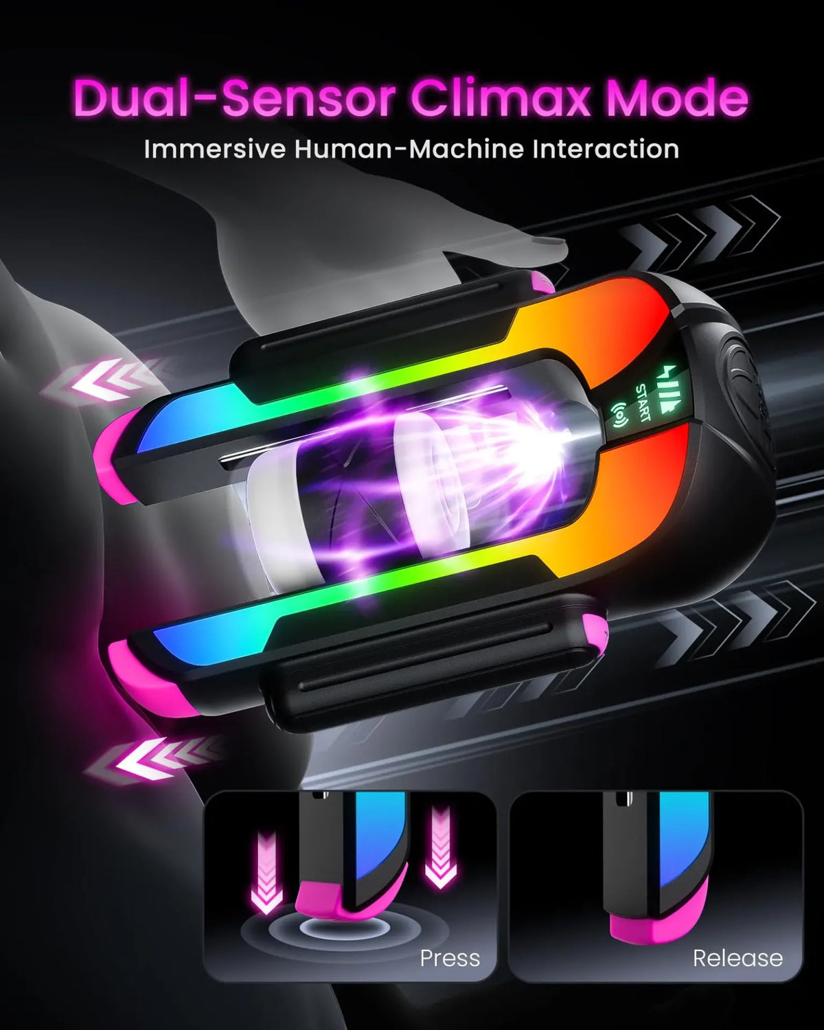 Fantasy: App-Controlled Automatic Male Stroker with 2 Sleeves & Pressure-Activated Burst Mode