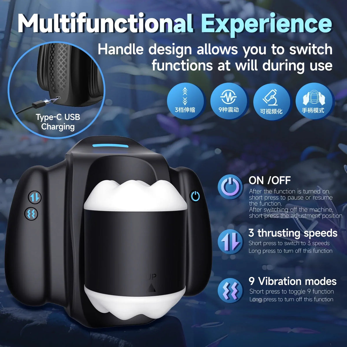 Dalton: Mini Male Stroker with 9 Vibrations, 3 Thrusting Settings & App Control