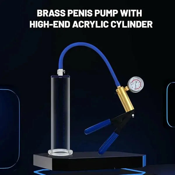 LuxaMax: Manual Penis Pump with Metal Handle, Pressure Gauge & Size Options