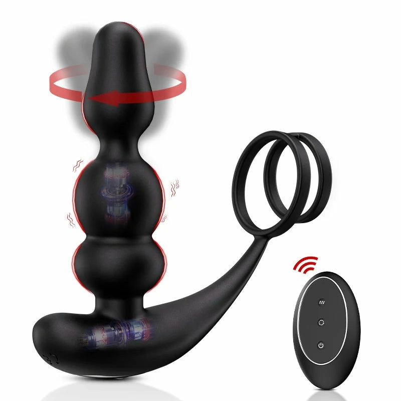 PM14: Wearable Prostate Massager with 9 Rotating Beads & Remote