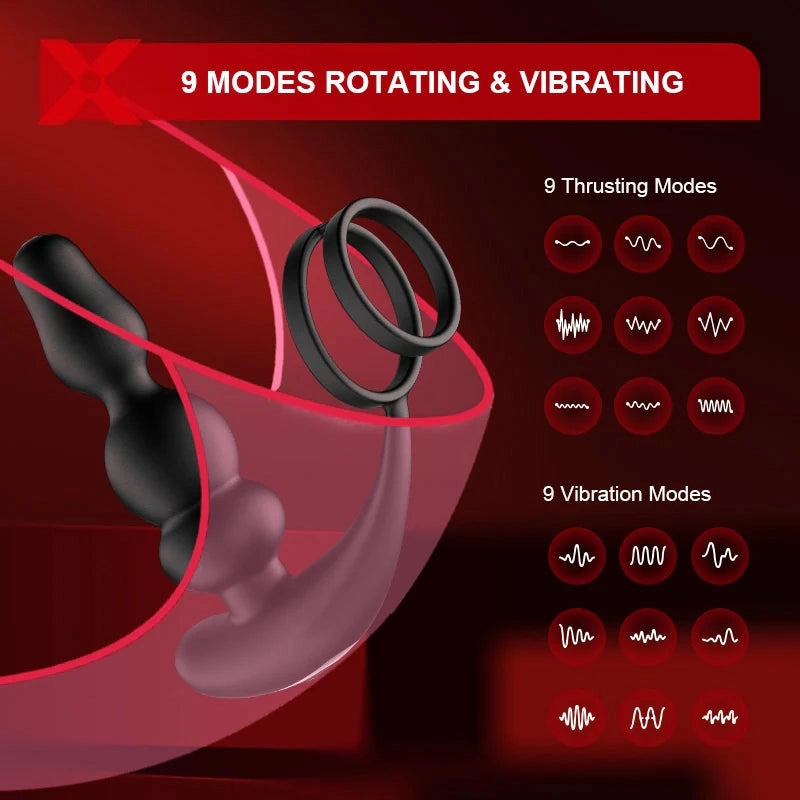 PM14: Wearable Prostate Massager with 9 Rotating Beads & Remote