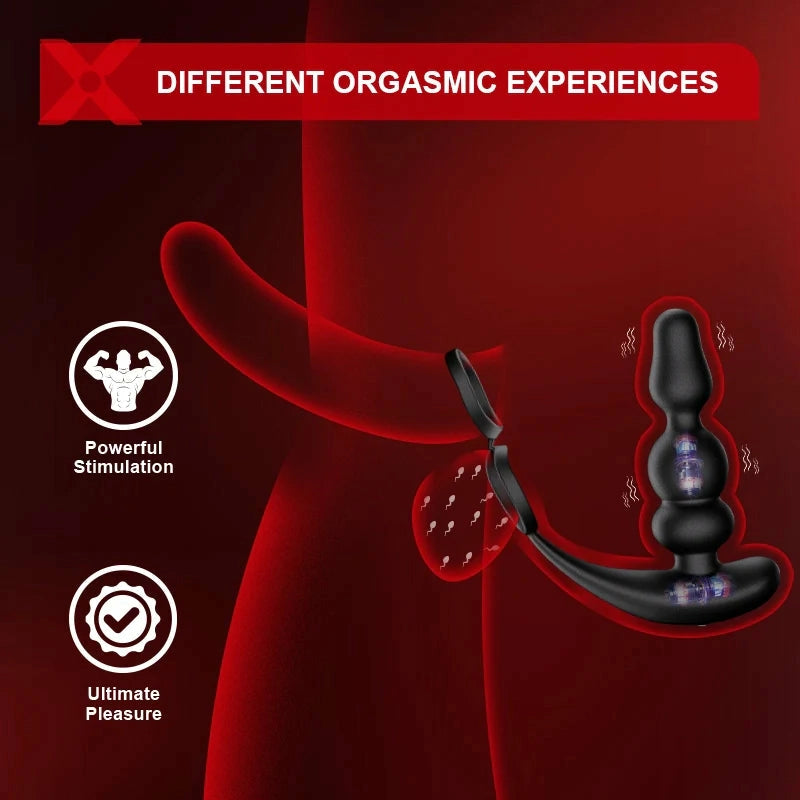 PM14: Wearable Prostate Massager with 9 Rotating Beads & Remote