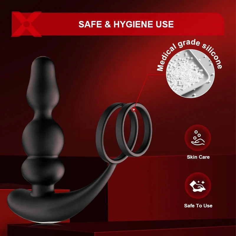 PM14: Wearable Prostate Massager with 9 Rotating Beads & Remote