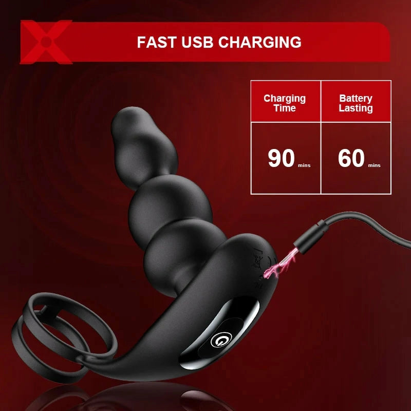 PM14: Wearable Prostate Massager with 9 Rotating Beads & Remote