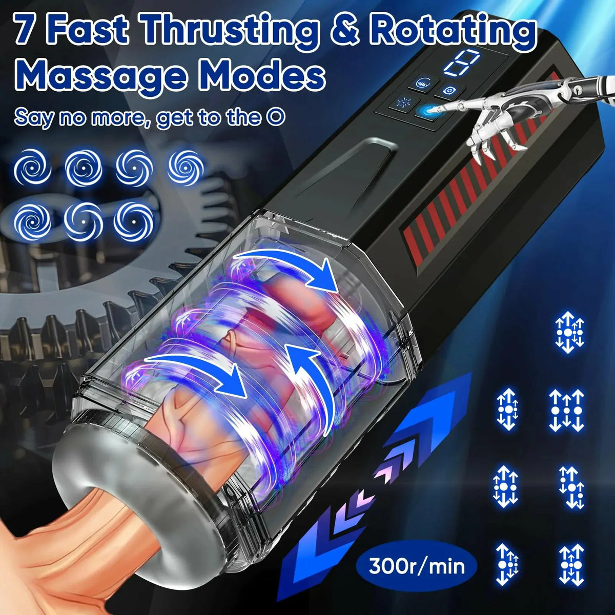 Gladiator: Rotating & Vibrating Stroker with 7 Thrust Modes