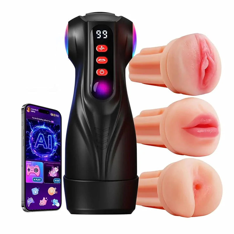 TriSense: App-Controlled Suction Stroker with 3 Sleeves, 9 Suction & 9 Vibration Modes