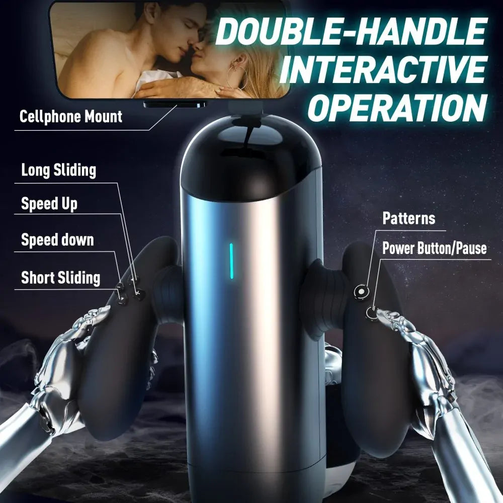 Destroyer: Dual-Handle Male Stroker with 10 Modes, 10 Speeds & 10 Sleeve Positions
