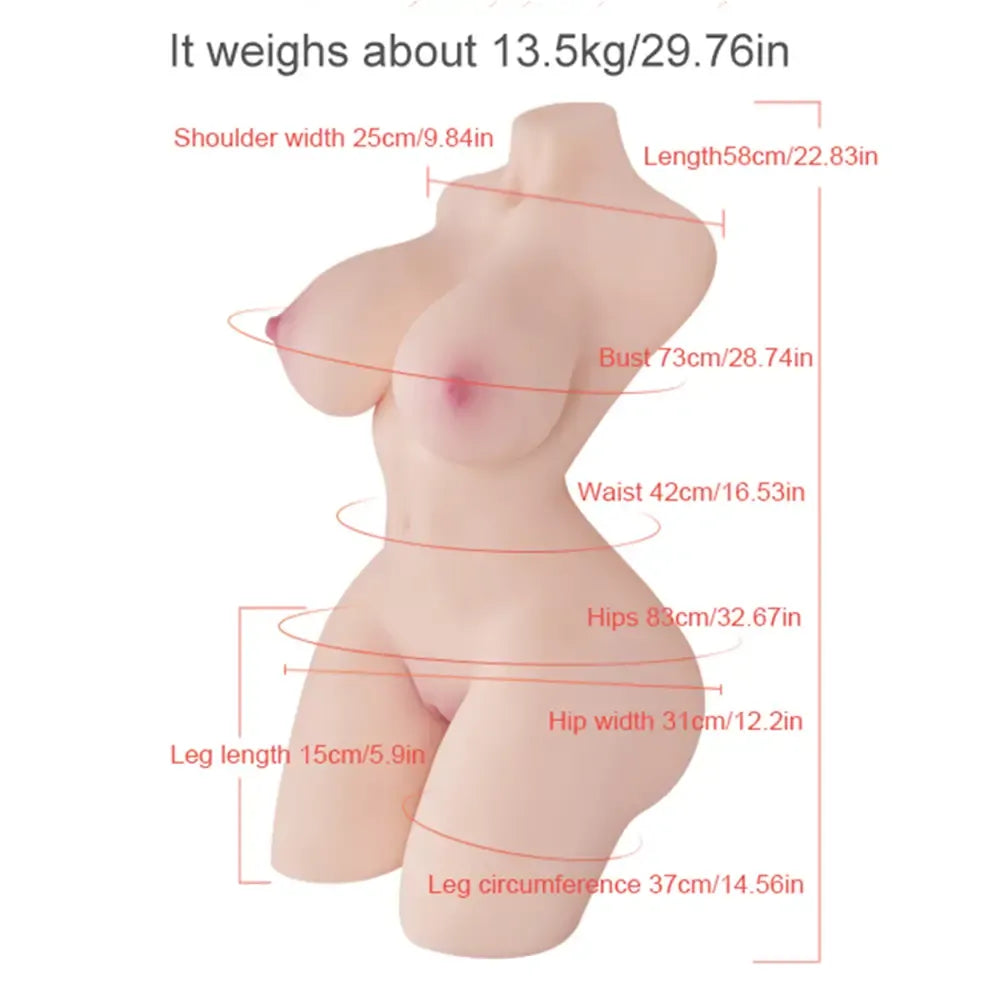 Zenobia 29.7 lb Sex Torso with Gel Breasts & Dual Tunnels