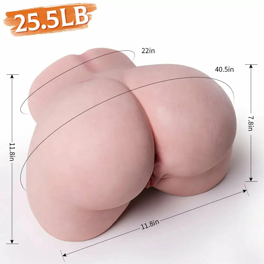 Louise: Silicone Bubble Butt with 5.1" Vaginal & 4.7" Anal Tunnels