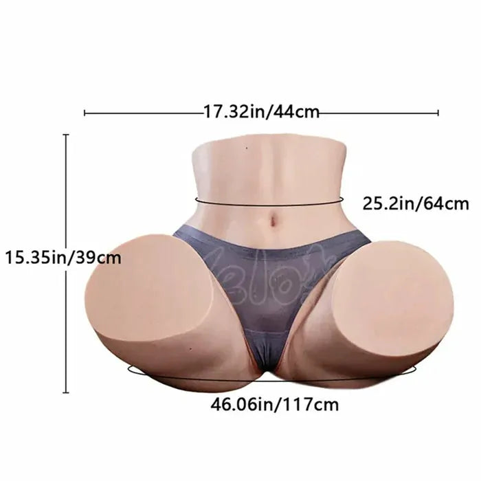 Tessa: 16.99 kg Silicone Sex Doll Ass with 117 cm Hips & Two 15 cm Channels