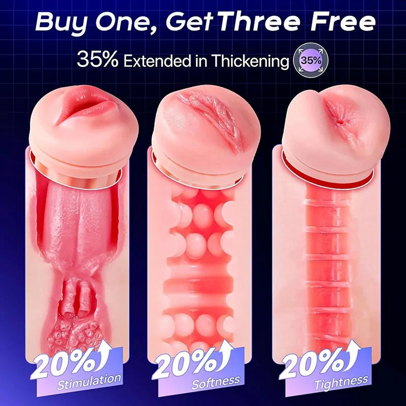 TriSense: App-Controlled Suction Stroker with 3 Sleeves, 9 Suction & 9 Vibration Modes