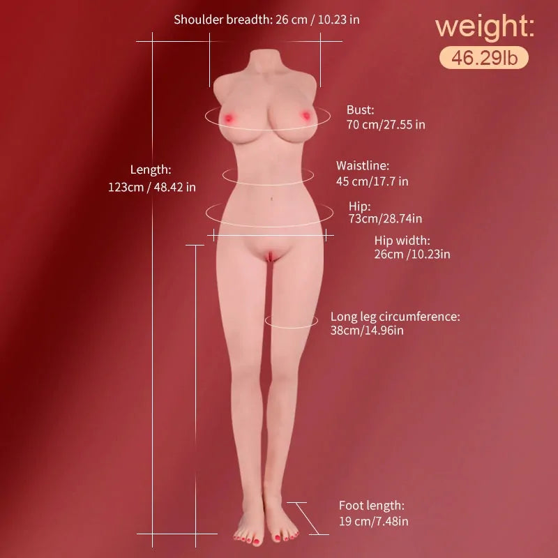 Maria: 46 lb Full-Body Sex Torso with Long Legs & Dual Tunnels