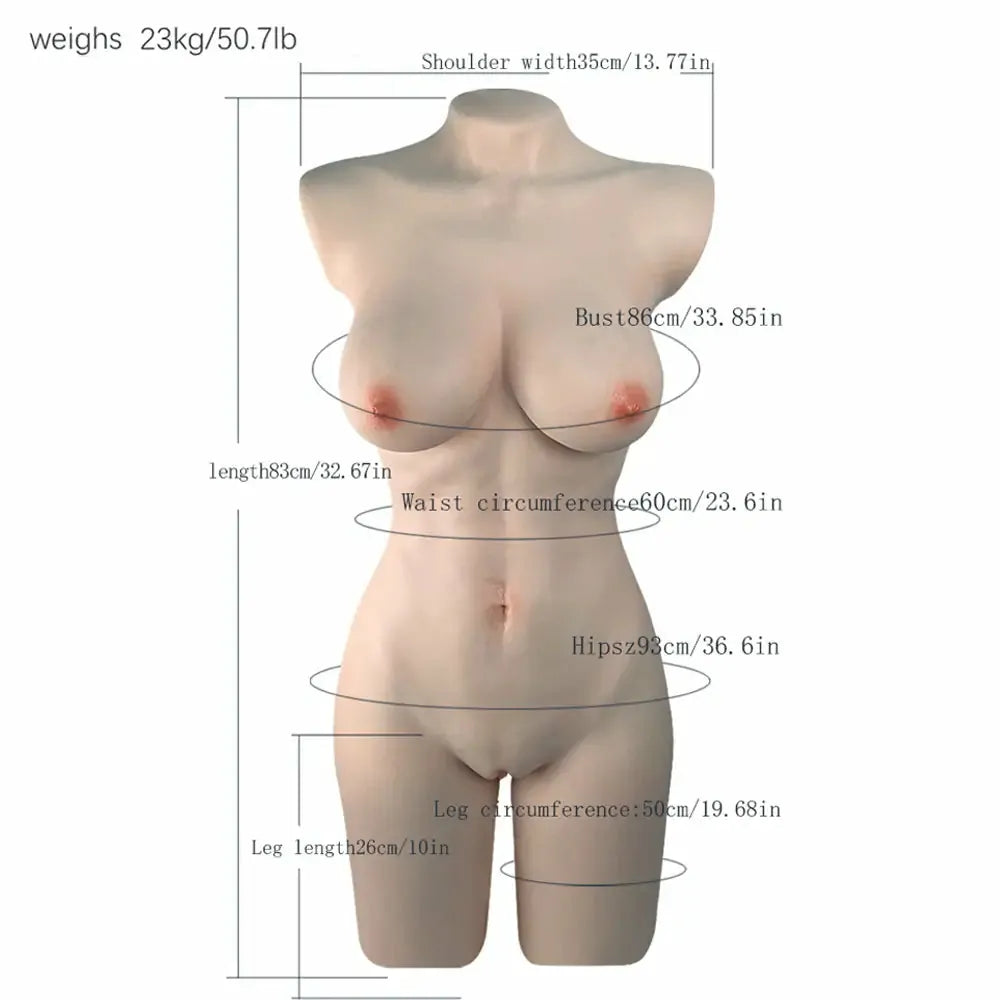 Blanche: 50 lb Full Silicone Life-Size Sex Torso with Dual Tunnels
