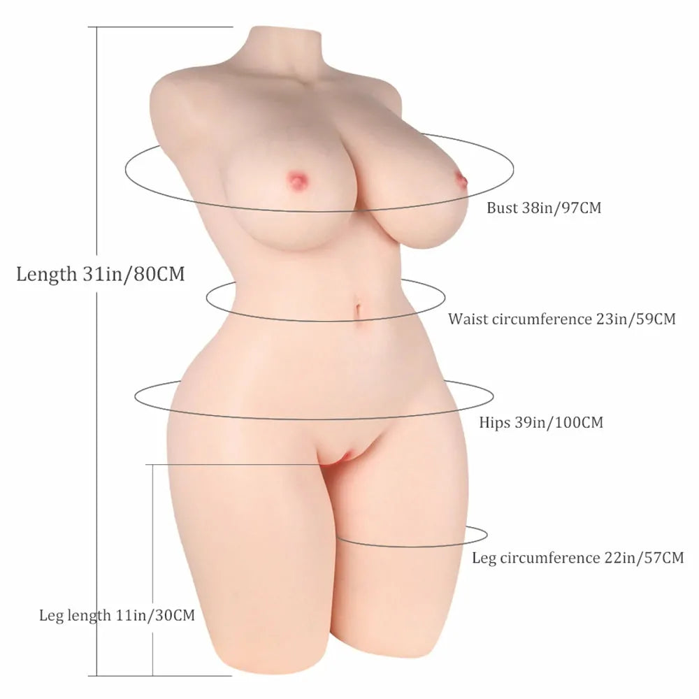 Susanna: 68 lb BBW Silicone Torso with Gel Breasts & Dual Tunnels